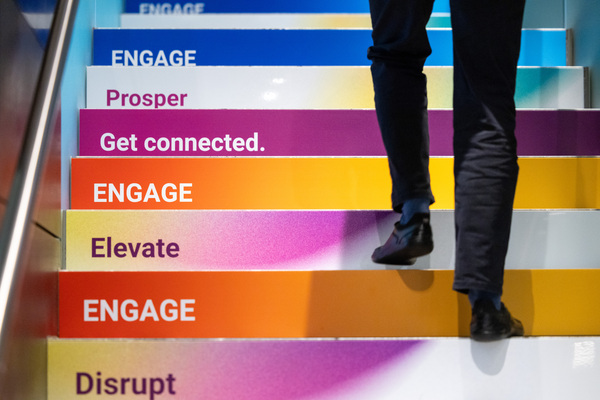 Engage keywords written on steps of stairs