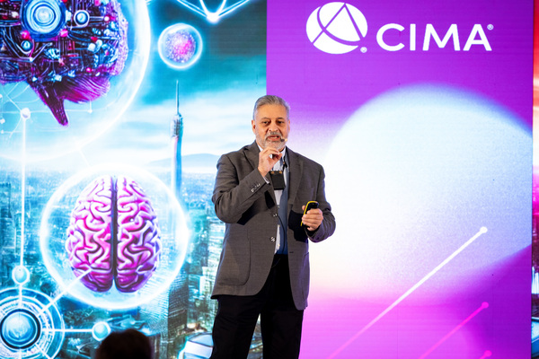 man presenting on stage